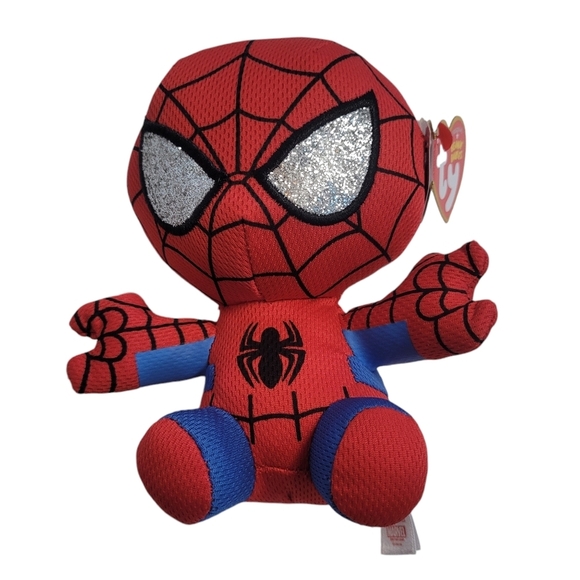 TY Beanie Baby Spiderman Marvel 6" Plush New - Picture 1 of 7